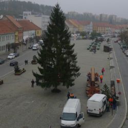 Karlovo náměstí v Třebíči ozdobil vánoční strom