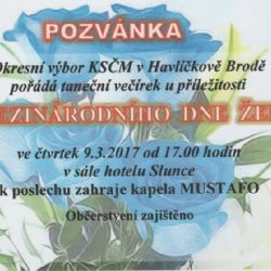 Pozvánka a blahopřání k MDŽ
