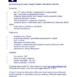 Hledáme kontaktní pracovnici  do našeho Family Pointu v Havlíčkově Brodě.