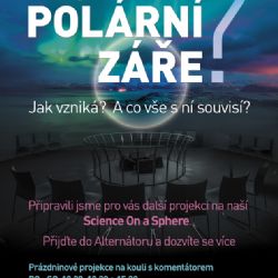 Polární záře na projekční kouli v Alternátoru